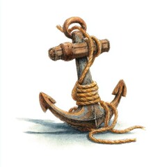 Vintage Anchor Illustration With Rope Nautical Maritime Element For Marine Theme And Ocean Adventure