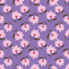 Fototapeta premium Exotic hand drawn flowers, seamless patterns with floral for fabric, textiles, clothing, wrapping paper, cover, banner, home decor, abstract backgrounds. Vector illustration