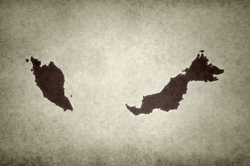 Map of Malaysia printed on a paper