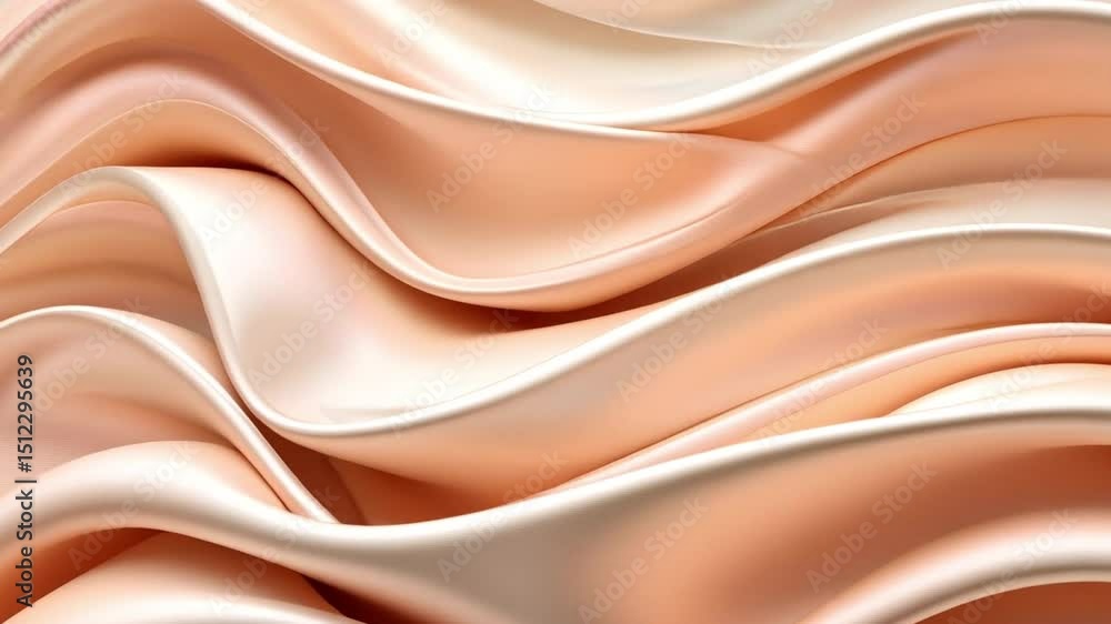 Poster elegant waves of soft peach and cream fabric smooth texture for luxury and serenity in design elemen