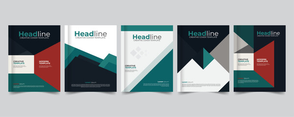 Professional Annual Report Templates, Stylish Book and Flyer Cover Designs, Professional Business Book Cover Layout Editable Template, 5 set collection, Stationery template design
