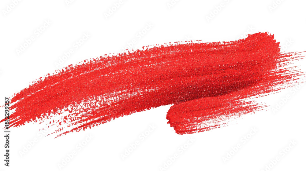 Poster red paint brush stroke creating a dynamic and vibrant design element, isolated on a transparent back