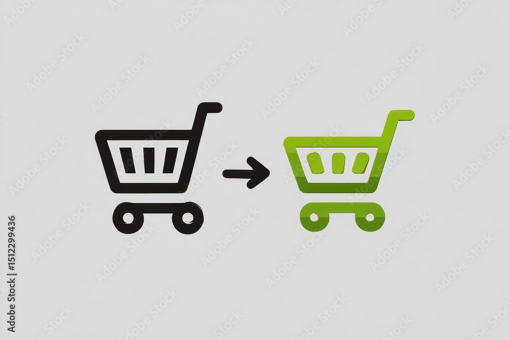 Poster Grocery Cart Transforms Into Smart Delivery Icon Indicating a Shift Towards Technology in Shopping Solutions