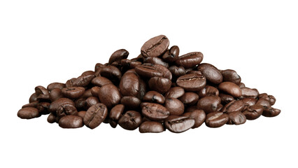 A heap of coffee beans on white