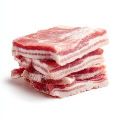 Fresh Raw Pork Belly Slices Stacked for Cooking Delicious Breakfast or Dinner Recipe