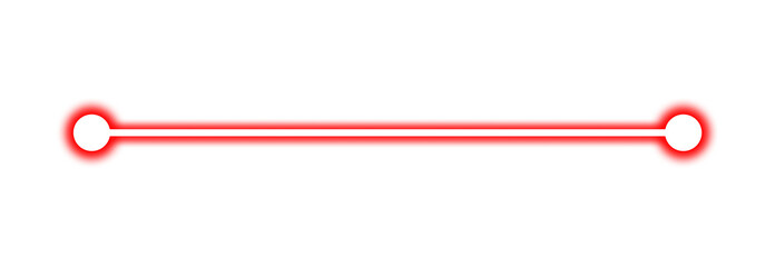 Red neon laser beam isolated on transparent background. Horizontal laser with glowing ends. Double-ended laser with light effect. Light laser, glow effect, PNG