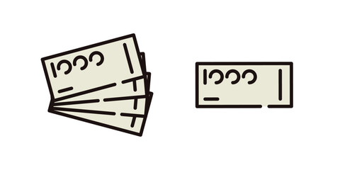 紙幣、現金のシンプルなアイコンイラスト