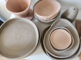 handmade ceramic plates with earthy colors