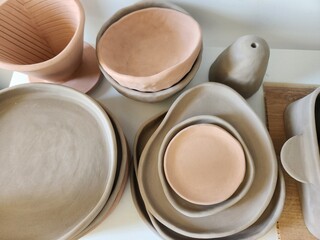 handmade ceramic plates with earthy colors