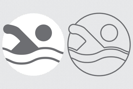 swimming figure icon isolated in white, black and blue colors. swimming figure outline vector icon from sports collection for web, mobile apps and ui EPS 10