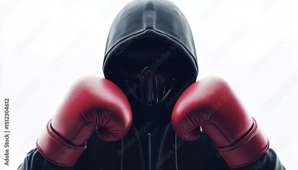 Aufkleber criminal hacker in hood and mask with gloves: cybercrime, system hacking, malware attacks, anonymous
