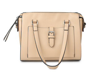 Beige leather handbag