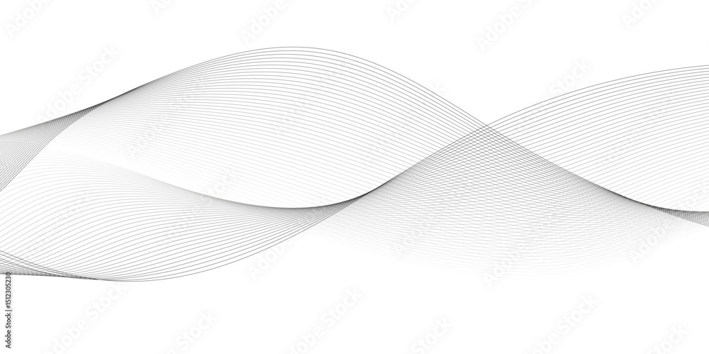 Poster thin wavy curve line vector background. curve wave seamless pattern background. black and grey wave 