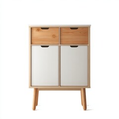 Modern Wooden Cabinet with Two Drawers and Two Doors Storage Unit for Home D cor