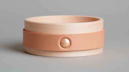 A light peach leather cuff with a gold button.