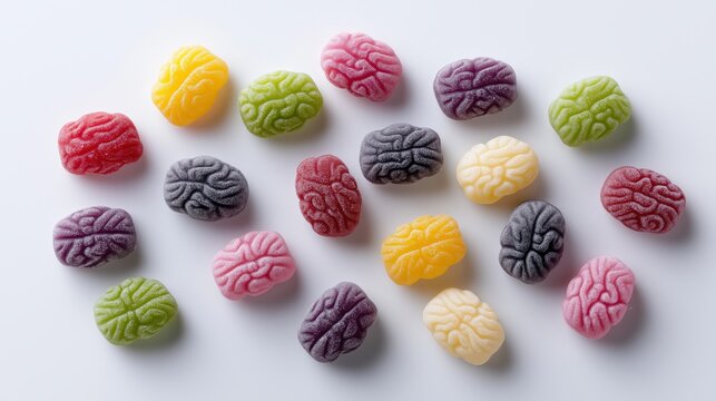 Colorful gummy candy shaped like brain, perfect for Halloween treats