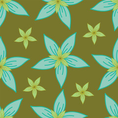 Exotic hand drawn flowers, seamless patterns with floral for fabric, textiles, clothing, wrapping paper, cover, banner, home decor, abstract backgrounds. Vector illustration