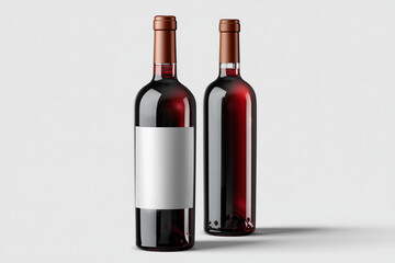 Red wine bottles isolated on transparent background