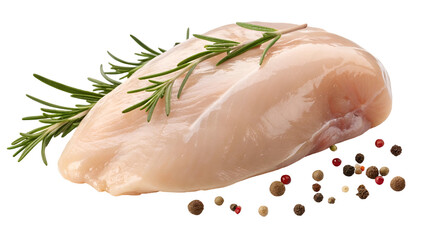 raw chicken breast with rosemary , raw chicken breast isolated on transparent background