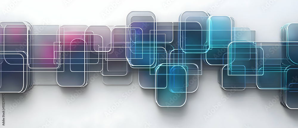 Poster abstract geometric design with transparent squares and lines