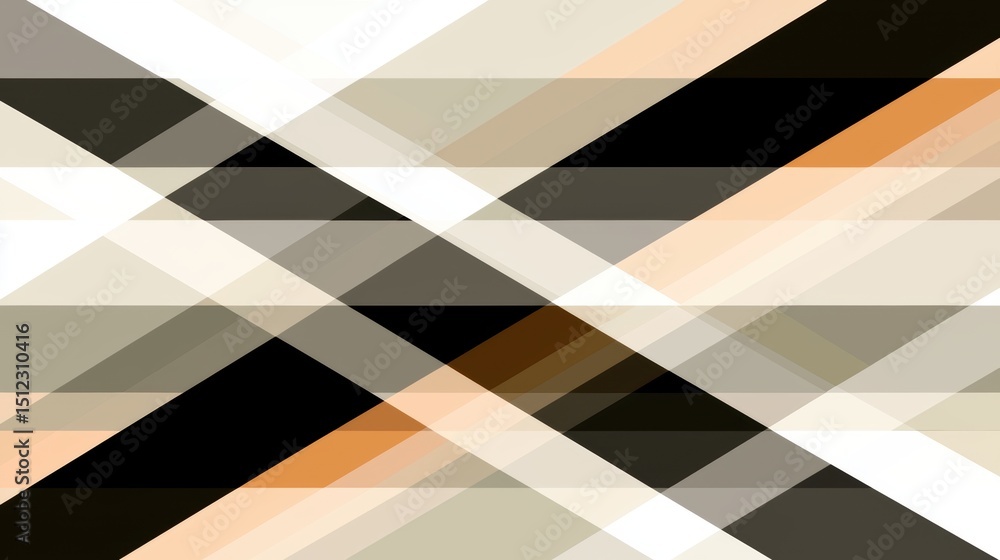 Poster a geometric pattern of intersecting diagonal lines in various shades of gray, beige, and black.