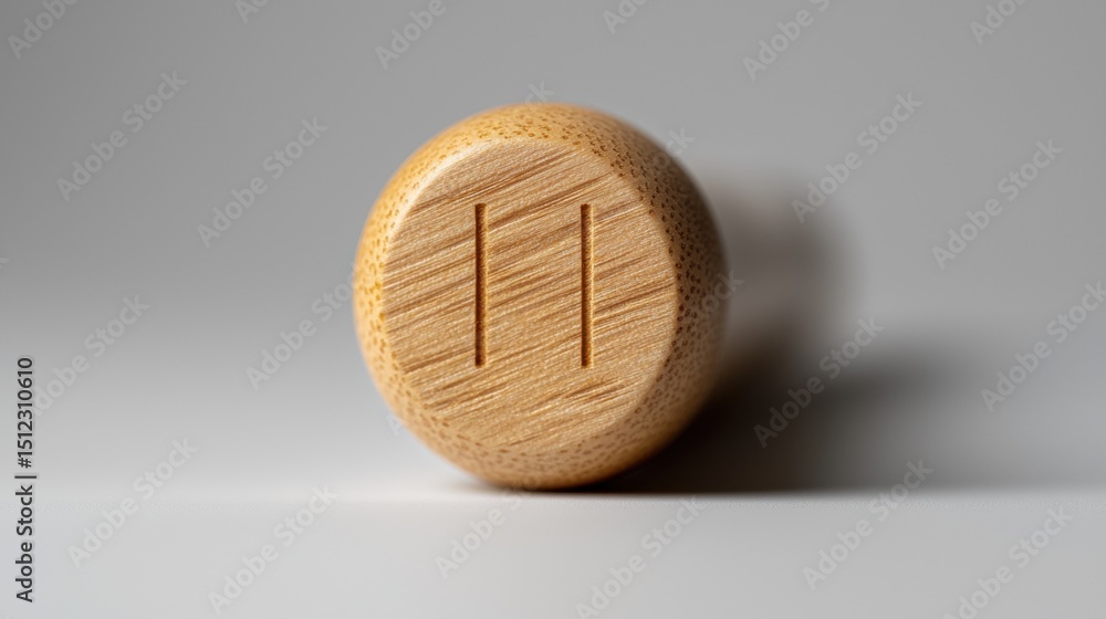 Poster a wooden object with two vertical lines in the center.