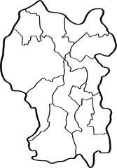 freehand drawing of Kuala Lumpur city map.