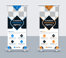 Modern company roll up banner design template, Vector Illustrator