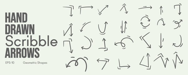 Hand Drawn Crayon Arrow Brush Set with Fun Kid Sketch Chalk Strokes Grunge Pencil Textures Doodle Lines Vector hand drawn brush stroke for presentation and Creative Design Projects