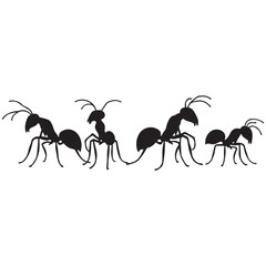 silhouette and White background ant vector 4 set. vector eps 10