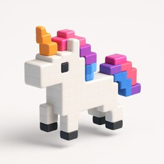 Fototapeta premium Colorful pixelated unicorn toy
