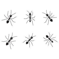 set of black silhouette ants icon. vector illustration eps 10