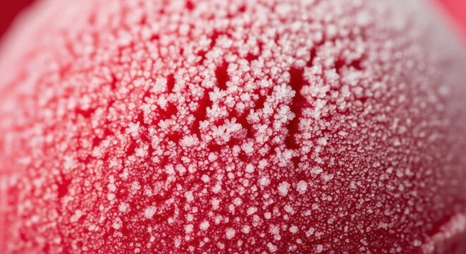 Close-up of frosted red ice cream in celebration of national ice cream day and ice cream month