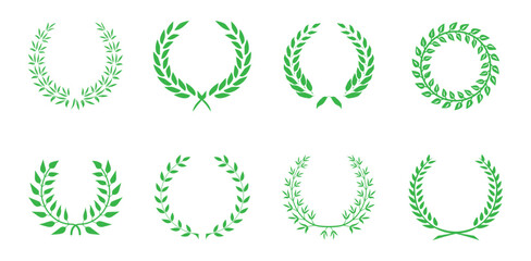 Black laurel wreath leaves vector. Leafy wreaths and divider illustration eps10