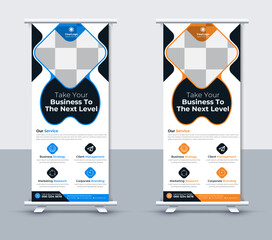 Modern company roll up banner design template, Vector Illustrator