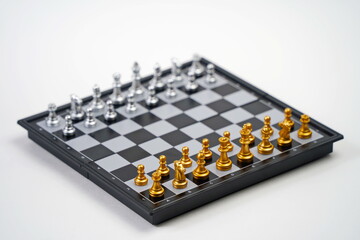 A chess board with pieces. Strategy, business, political games and diplomacy.