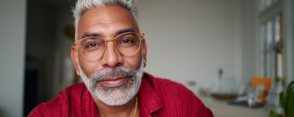 Senior south asian man hosting cooking show with pride and joy