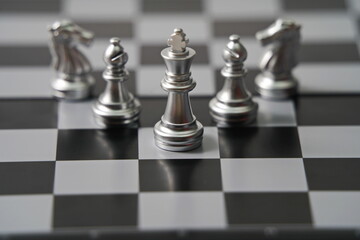 A chess board with pieces. Strategy, business, political games and diplomacy.