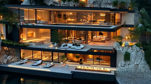 Luxury villa tour showcasing stunning architecture and ocean views in a tropical setting