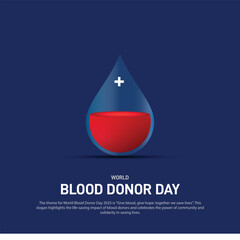 Obraz premium world blood donor day concept banner, poster, social media post, postcard, background, backdrop, template, greetings card, web banner, cover design etc.