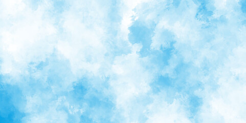 Grunge blue background with space for watercolor, dreamy light blue sky cloudscape background,  abstract blue sky Watercolor background Illustration, aquarelle paint paper textured canvas for vintage.