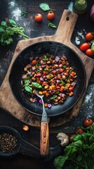 A fusion cooking competition focusing on creating innovative vegan recipes from diverse cultural influences