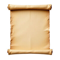 against a stark black background, an old scroll is displayed. the material is parchment and is a tan color with darker shading