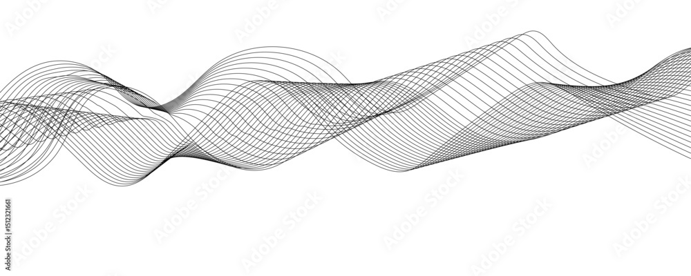 Poster abstract grey gradient flowing wave lines on white background.technology, data science frequency gra