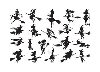 Witch vector bundle, Witch clipart, Witch silhouette.	