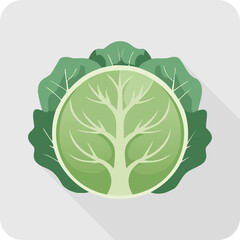 Fresh Green Cabbage Head Icon , Healthy Vegetable simple design.