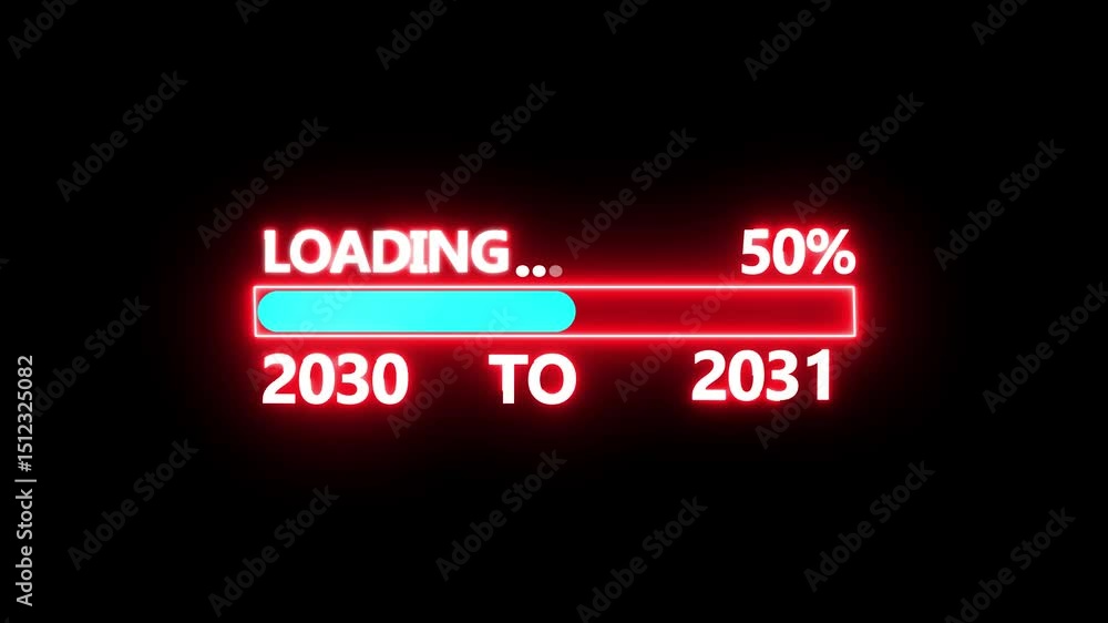 Poster loading bar from 2030 to 2031 new year transfer animation. new year 2031 loading bar animation year 