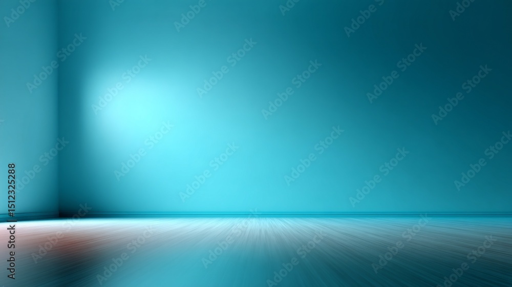 Poster the spacious room features a vibrant blue gradient on the walls, creating a calming atmosphere