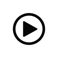 "Play Button Icon in Black Circle &ndash; Media Player Symbol Isolated on White Background"