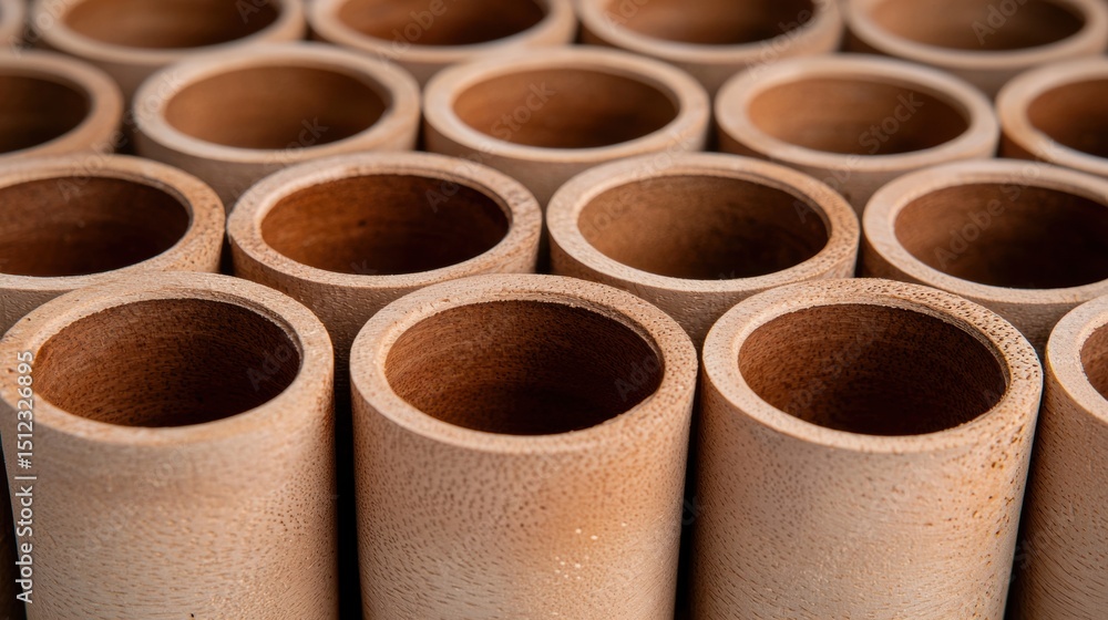 Poster close-up view of a collection of cylindrical objects, possibly pipes or tubes, arranged in a grid-li